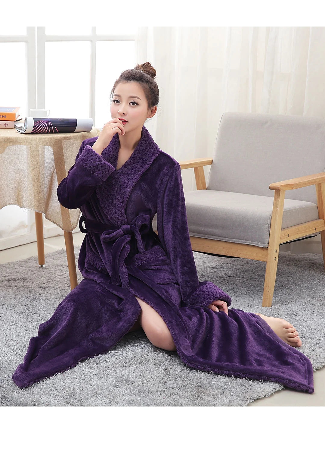 Luxuriously Soft  Women's Fleece Bathrobe - Cozy Long Spa Robe for Ultimate Comfort