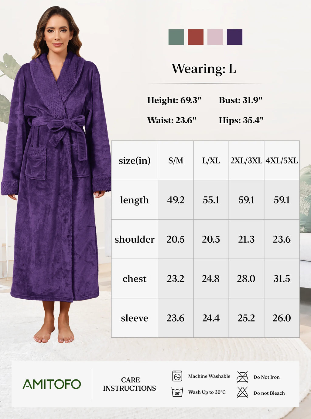 Luxuriously Soft  Women's Fleece Bathrobe - Cozy Long Spa Robe for Ultimate Comfort