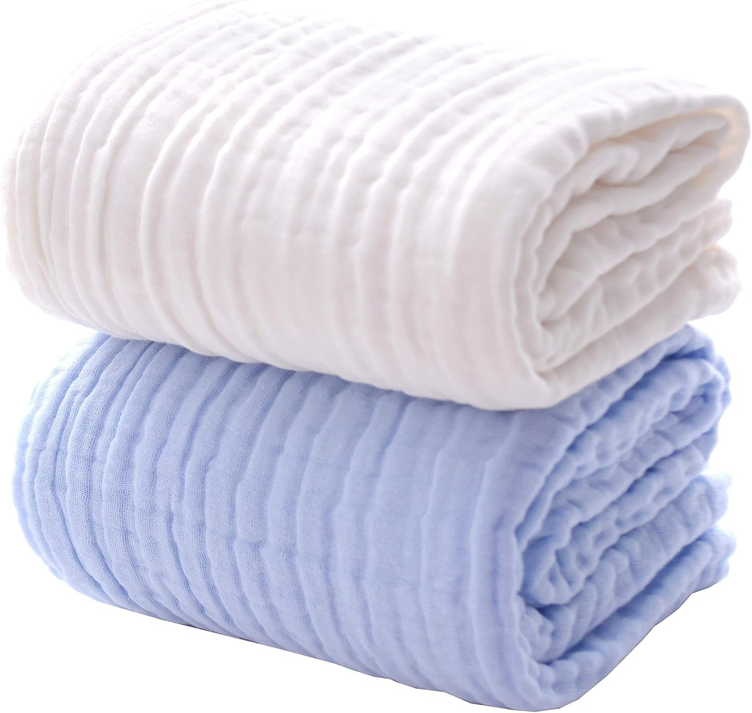 Baby Bath Towels, Super Soft Cotton Receiving Blanket for Baby'S Delicate Skin,2Pack Swaddle Blanket for Newborns Toddlers Boy Girl,Baby Registry as Shower (White+Blue)