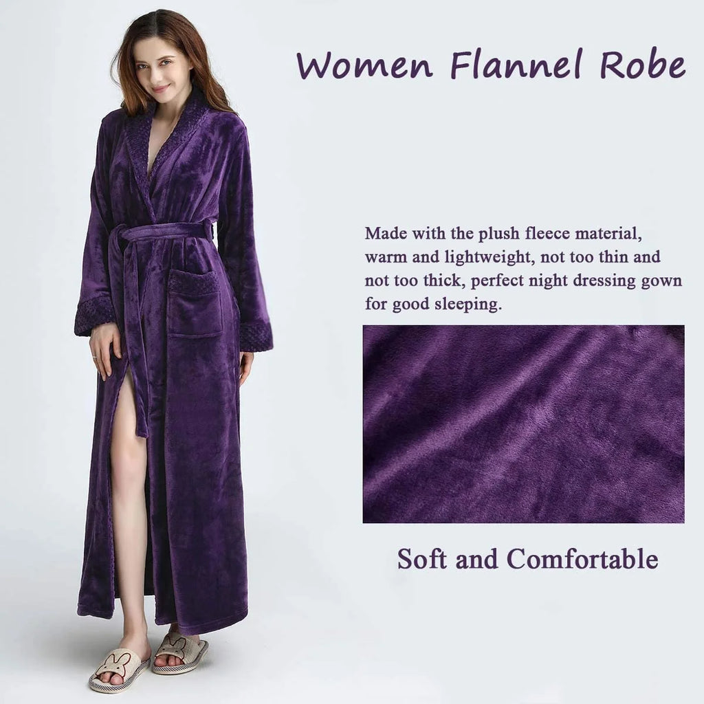 Luxuriously Soft  Women's Fleece Bathrobe - Cozy Long Spa Robe for Ultimate Comfort