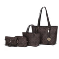 Marimar Women's 4-Piece Tote Bag Set with Pouch and Wristlet - Stylish Chocolate Brown by Mia K