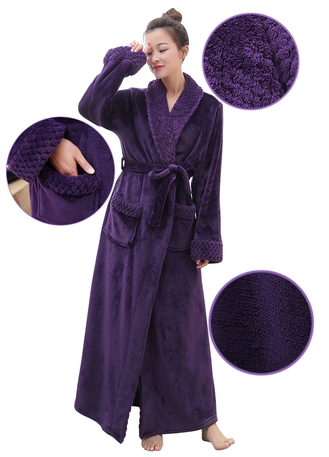Luxuriously Soft  Women's Fleece Bathrobe - Cozy Long Spa Robe for Ultimate Comfort