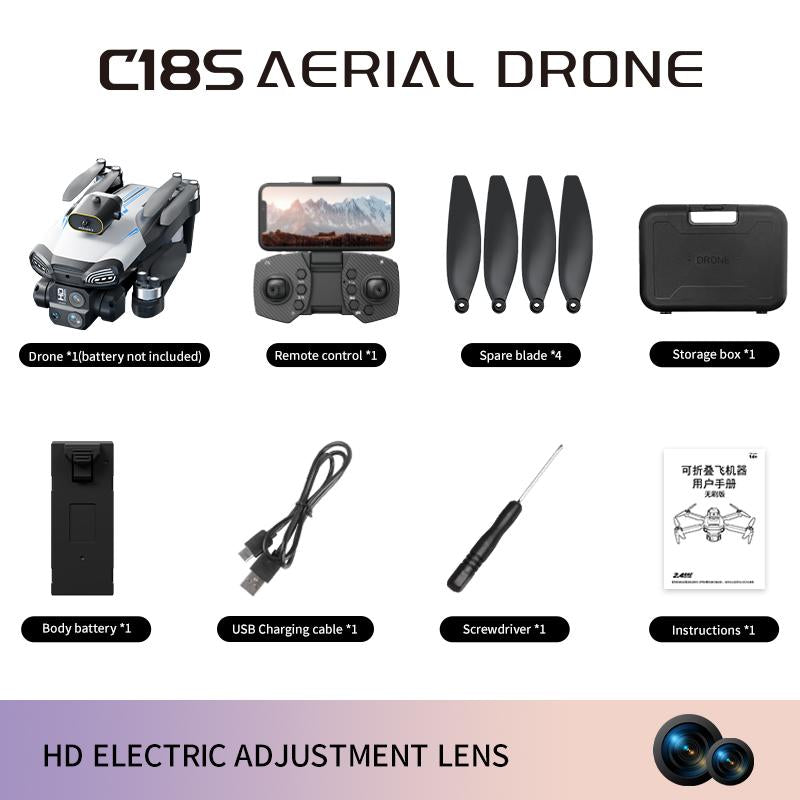 Aerial Drone 2025 C13S Pro GPS 4K UHD EIS Camera 5G Wifi FPV Brushless Motors Optical Flow Obstacle Avoidance Auto Return 360° Stunt Roll Easy Play Two Batteries
