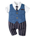 Summer Baby Romper Suit Newborn Boys Formal Clothing Children Hat + Jumpsuit + Shoes + Socks 4 Pieces Outfit Blue Costume
