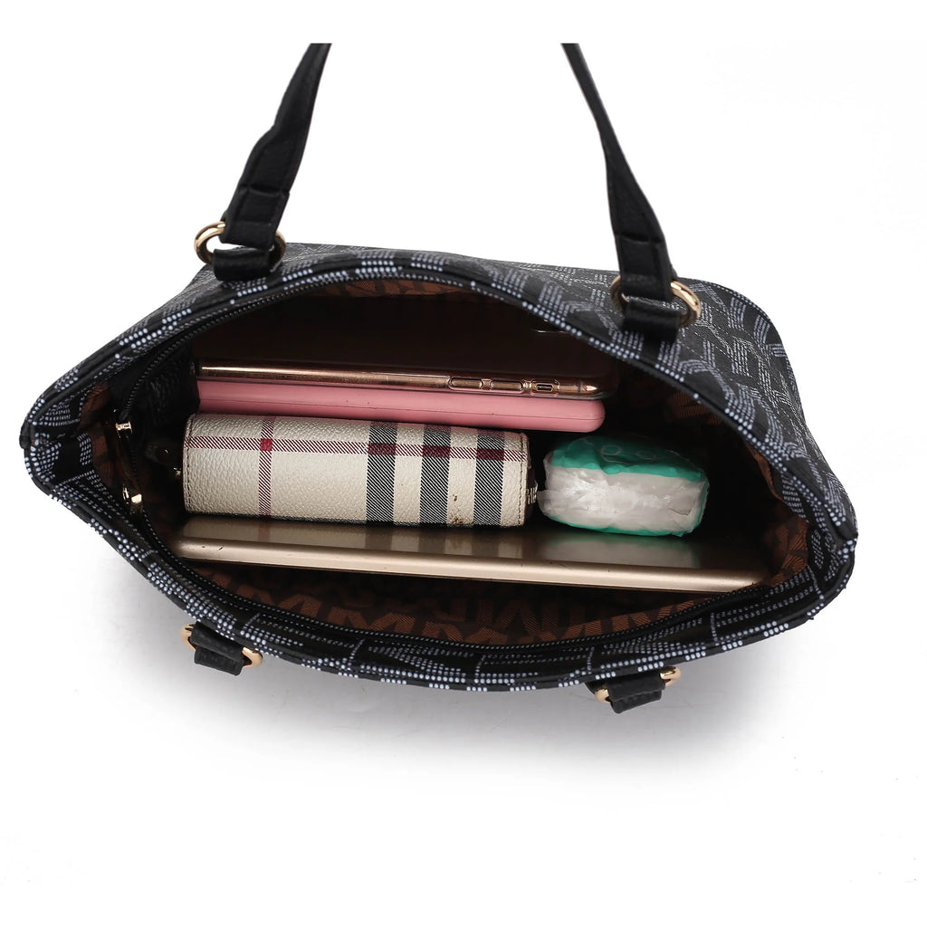 Marimar Women's 4-Piece Tote Bag Set with Pouch and Wristlet - Stylish Chocolate Brown by Mia K