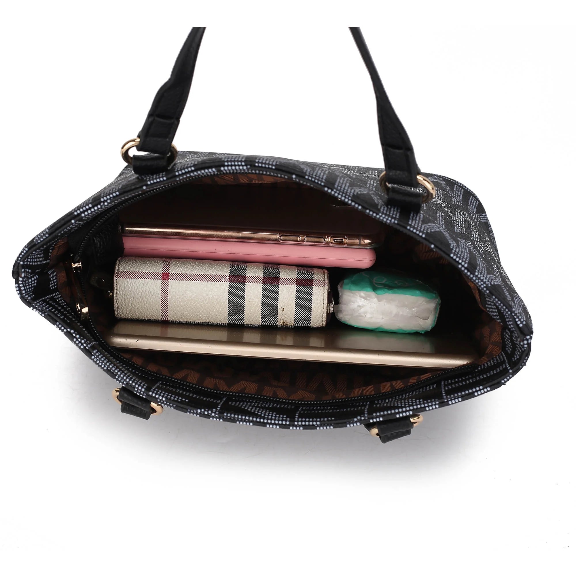 Marimar Women's 4-Piece Tote Bag Set with Pouch and Wristlet - Stylish Chocolate Brown by Mia K