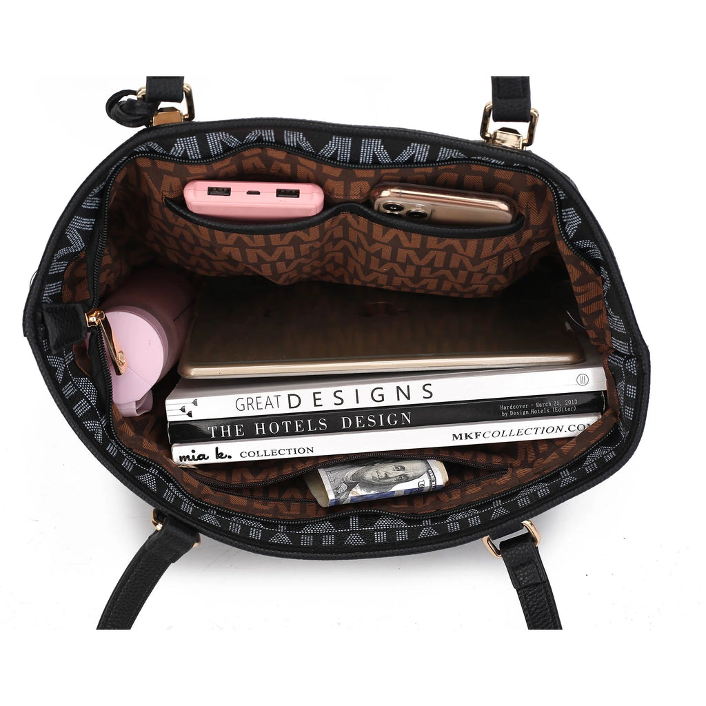 Marimar Women's 4-Piece Tote Bag Set with Pouch and Wristlet - Stylish Chocolate Brown by Mia K