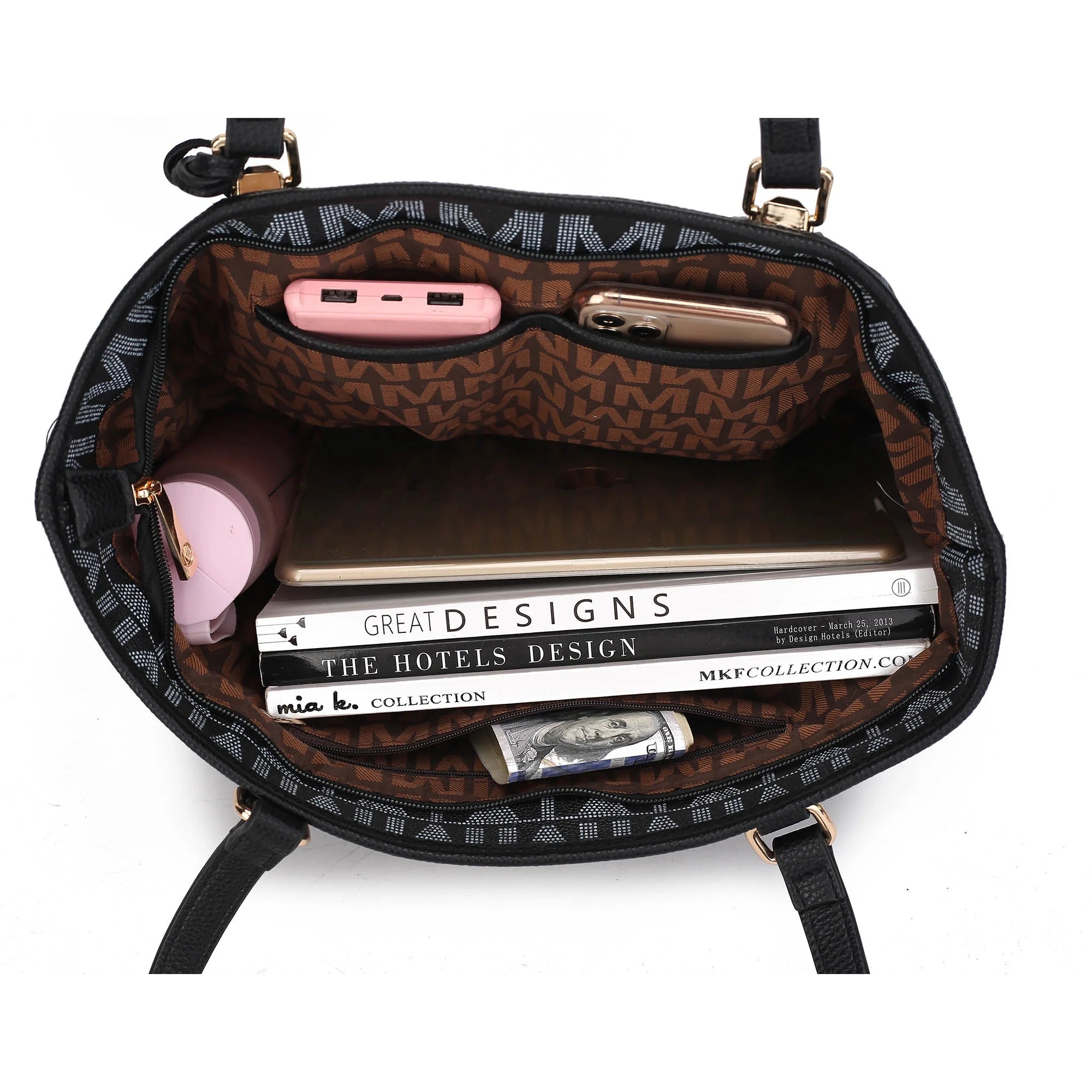 Marimar Women's 4-Piece Tote Bag Set with Pouch and Wristlet - Stylish Chocolate Brown by Mia K