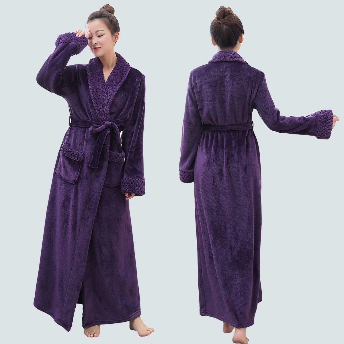 Luxuriously Soft  Women's Fleece Bathrobe - Cozy Long Spa Robe for Ultimate Comfort