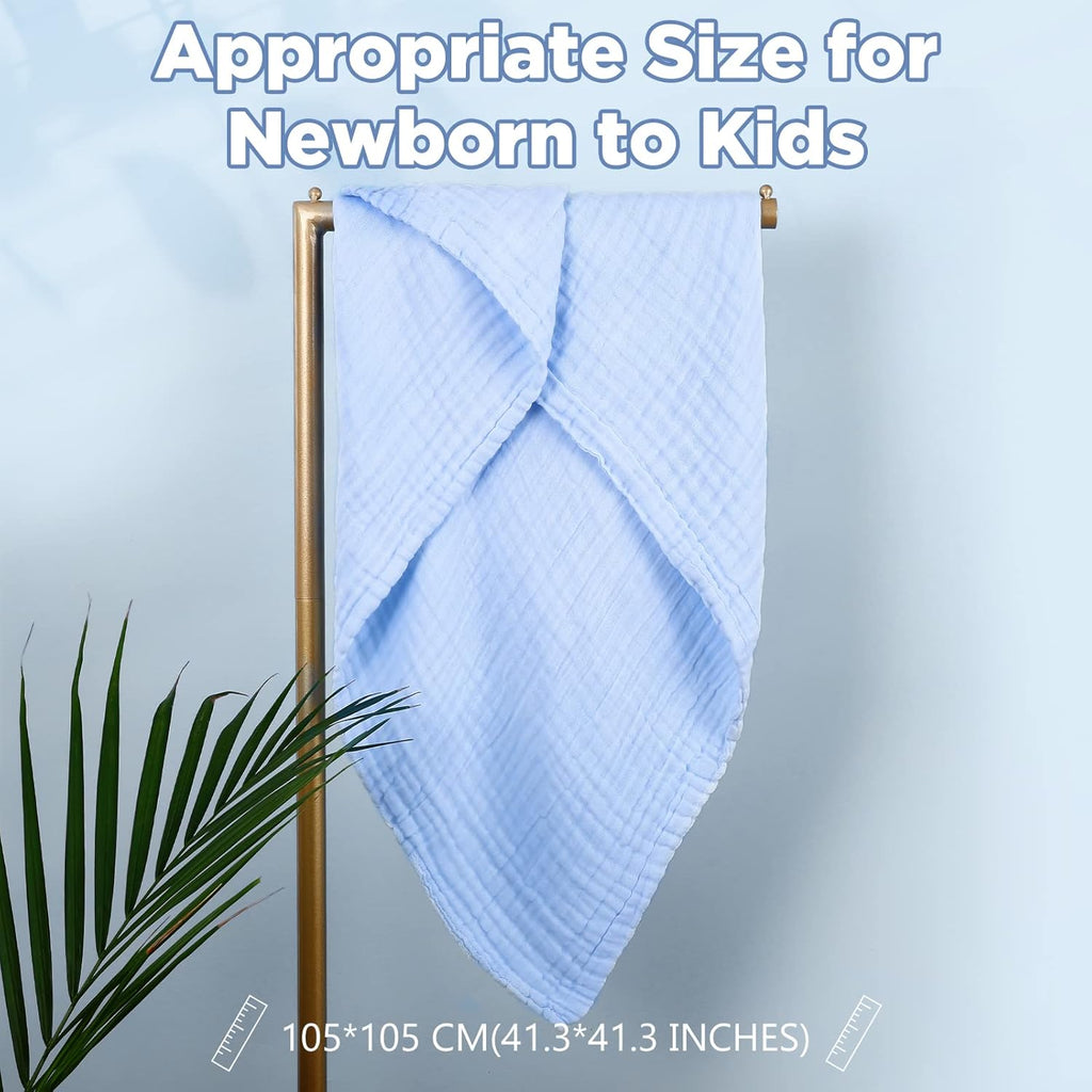 Baby Bath Towels, Super Soft Cotton Receiving Blanket for Baby'S Delicate Skin,2Pack Swaddle Blanket for Newborns Toddlers Boy Girl,Baby Registry as Shower (White+Blue)